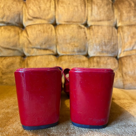 Via Spiga Red Gloss Slip On Wedges - Picture 5 of 10